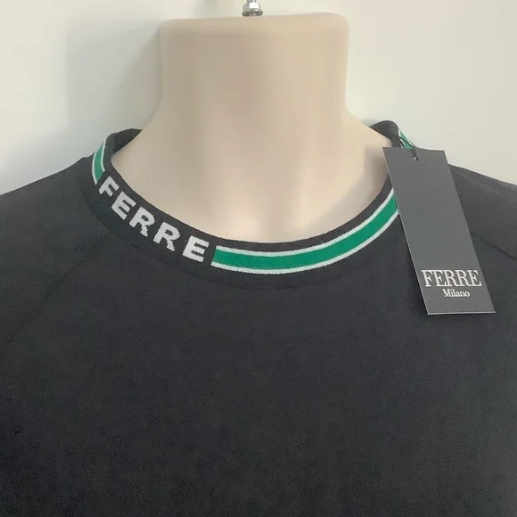 Ferre Black Tee with Green Accents, XL